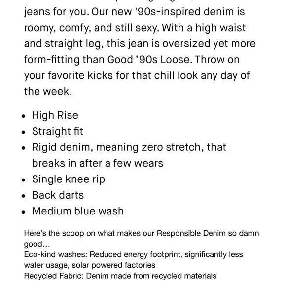 Good American jeans size 2/26.  NWT. Good ‘90’s jeans.  Fitted at the waist - Picture 9 of 9